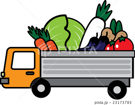 野菜を積んだトラックのイラスト素材