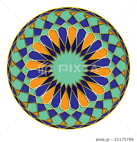 Arabic style pattern with golden stroke and shadow 23175789