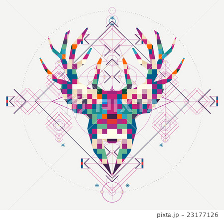 Animal head deer triangular pixel icon 23177126
