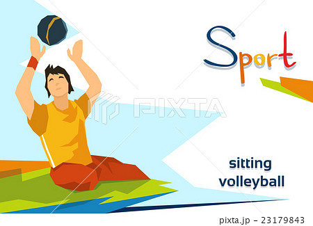 Disabled Athlete Play Sitting Volleyball Sport Disabled Athlete Play Sitting Volleyball Sport 23179843