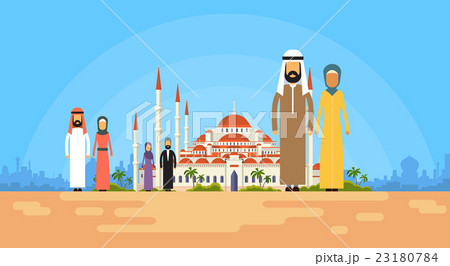 Muslim People Group Over Mosque Holy Building Muslim People Group Over Mosque Holy Building 23180784