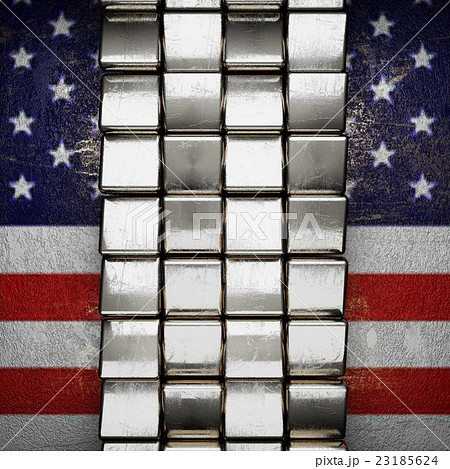 silver background painted to US flag. 3D  23185624