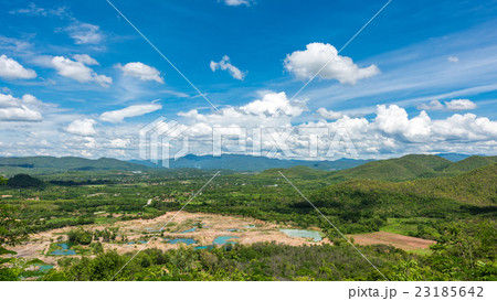 High angle view of villages with blue sky  23185642