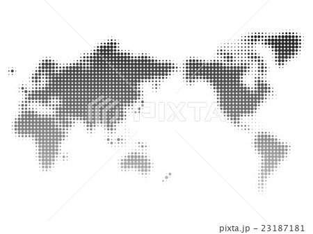 世界地図 ドット イラスト 黒 グラデーション 日本中心 のイラスト素材