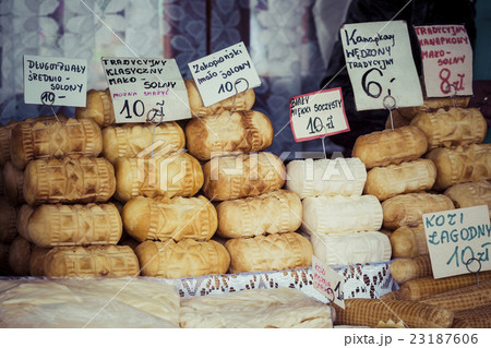Traditional polish smoked cheese oscypek Traditional polish smoked cheese oscypek 23187606