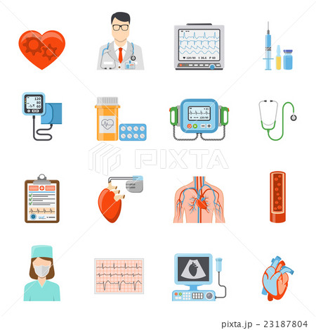 Cardiology Flat Icons Set Cardiology Flat Icons Set 23187804
