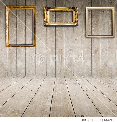 Vintage picture frame in wooden room Vintage picture frame in wooden room 23188641
