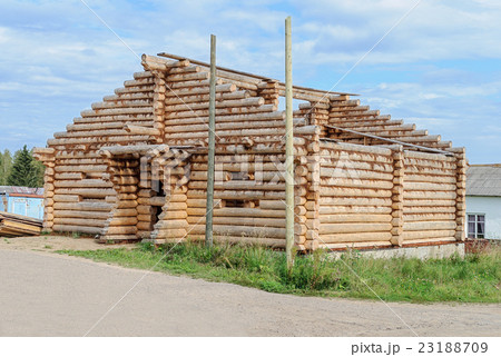 Construction of log wooden house 23188709