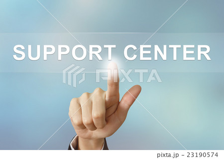 business hand clicking support center button 23190574