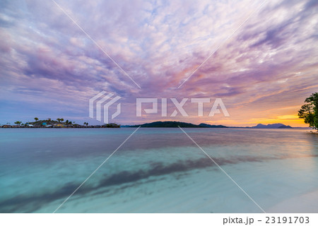 Scenic sunset on transparent sea, Togian Islands, Indonesia 23191703