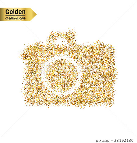 Gold glitter vector icon of photo camera isolated Gold glitter vector icon of photo camera isolated 23192130