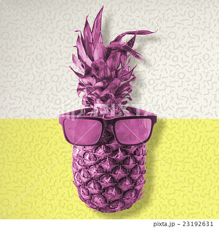 Colorful pineapple wearing retro summer sunglasses Colorful pineapple wearing retro summer sunglasses 23192631