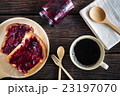 breakfast, toast and jam with black coffee 23197070