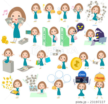 Bob hair green dress women money Bob hair green dress women money 23197227