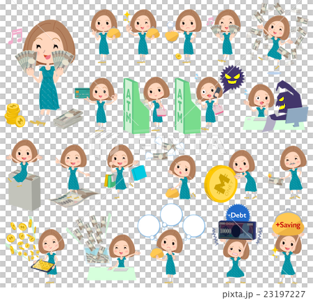 Bob hair green dress women money Bob hair green dress women money 23197227