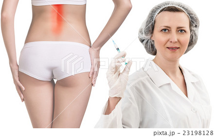 Inflamed back, isolated, white background 23198128