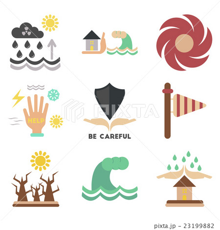 assembly flat icons natural disasters 23199882