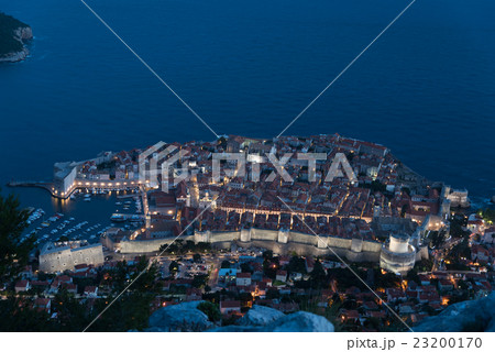 Dubrovnik old town at night from Mount Srd 23200170