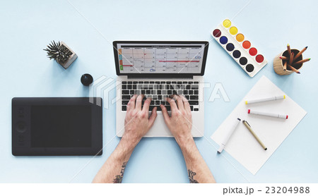 Computer Laptop Calendar Schedule Desk Concept Computer Laptop Calendar Schedule Desk Concept 23204988