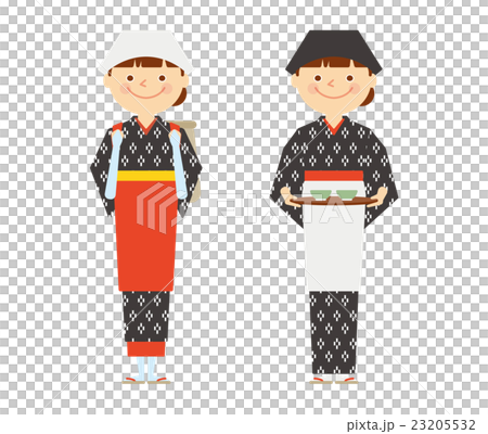 茶摘み　女性　全身　働く人々　イラスト　 23205532