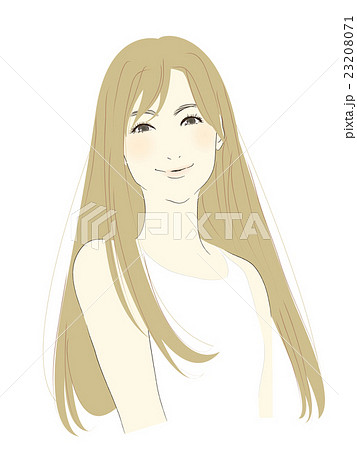 女性のイラスト 茶髪ロングヘア のイラスト素材 23208071 Pixta