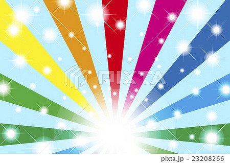 背景素材壁紙 虹色 レインボー カラフル 放射状 光 輝き パーティー 楽しい キラキラ ハッピー のイラスト素材 2366