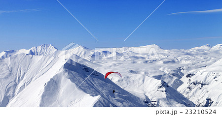 Panoramic view on speed riding in Mountains Panoramic view on speed riding in Mountains 23210524