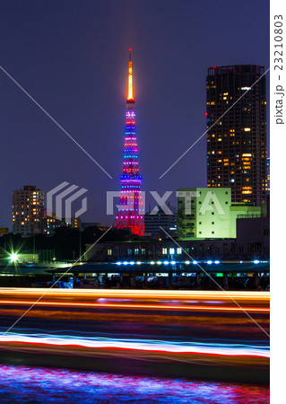 東京タワー 16東京マラソン開催記念ライトアップの写真素材
