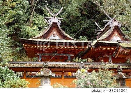 国宝 宇太水分神社本殿の写真素材