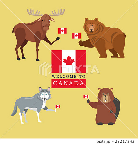 Forest Animals Canada Icon Cartoon Designのイラスト素材