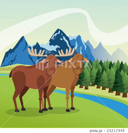 Landscape with animals design, mountain icon Landscape with animals design, mountain icon 23217345