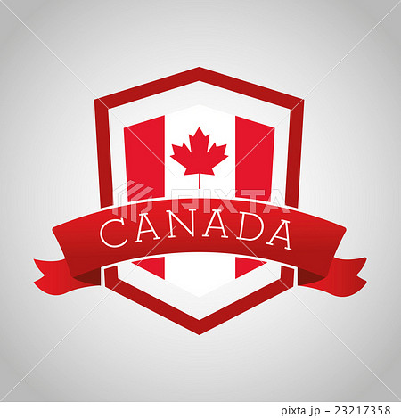 Canadas County design. Maple leaf icon. Shield 23217358
