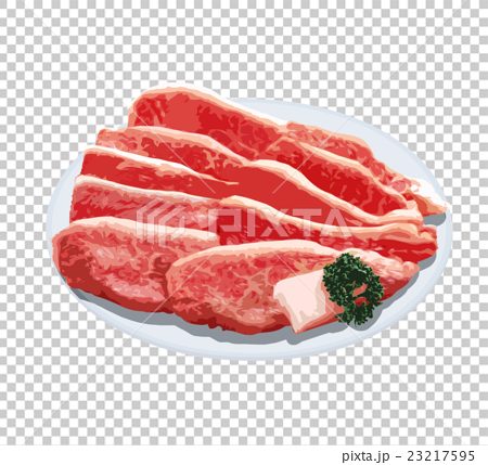 焼肉用カルビ牛肉のイラスト素材