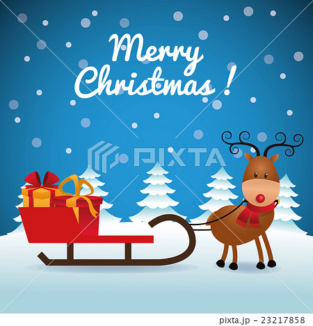 Merry Christmas concept with deer and gift icon 23217858