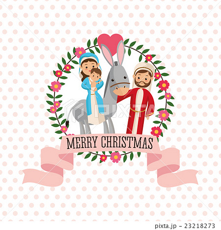 Holy family icon. Merry Christmas design. Vector 23218273