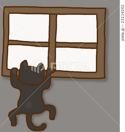 窓からのぞく猫のイラスト素材