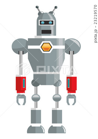 colorful grey robot with two antennas icon 23219570