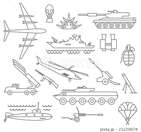 Military icon set. Thin line design 23220678