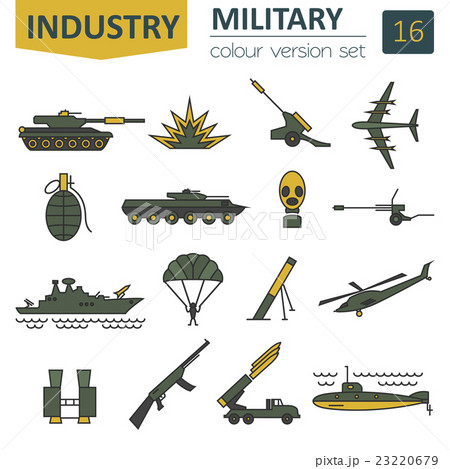 Military icon set. Thin line design 23220679