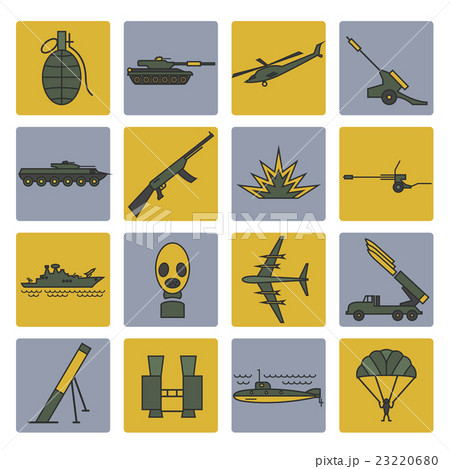 Military icon set. Thin line design 23220680