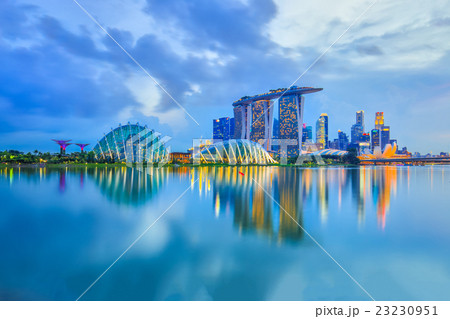 View of Singapore city skyline at night View of Singapore city skyline at night 23230951