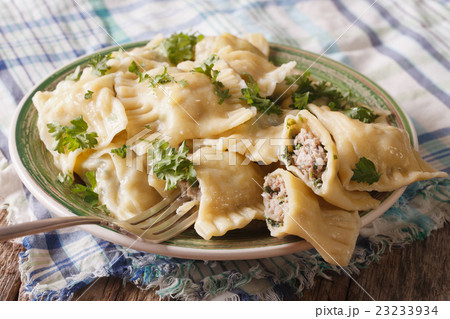German ravioli Maultaschen with spinach and meat German ravioli Maultaschen with spinach and meat 23233934