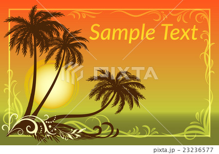 Palms, Floral Pattern and Sea Landscape 23236577