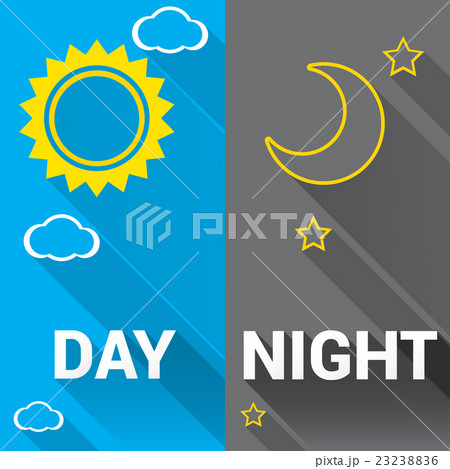 Sun and moon in sky, day and night. Vector Sun and moon in sky, day and night. Vector 23238836