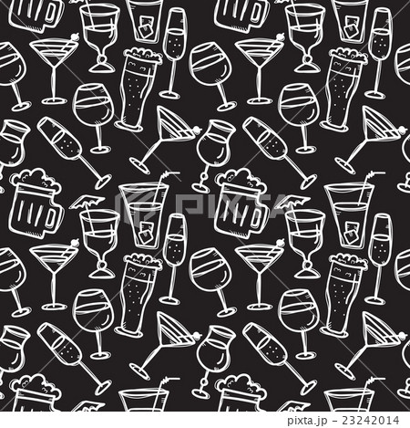 Vector doodle drinks seamless pattern. Beverages Vector doodle drinks seamless pattern. Beverages 23242014