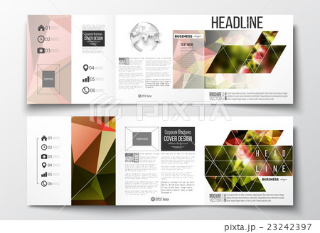 Set of tri-fold brochures, square design templates Set of tri-fold brochures, square design templates 23242397