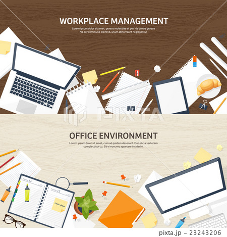 Workplace with table and computer. Laptop 23243206