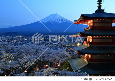 五重塔と桜と富士山 23243752