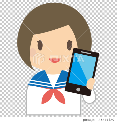 Schoolgirl with a smartphone upper body 23245129