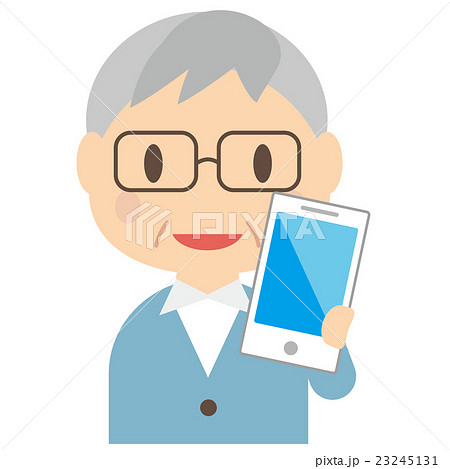 スマホを持つシニア男性　上半身 23245131